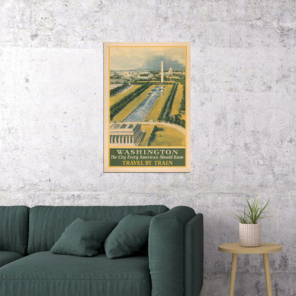 1930s Washington Dc Vintage Style Railroad Train Travel Poster Wall Art Print Home Wall Decor