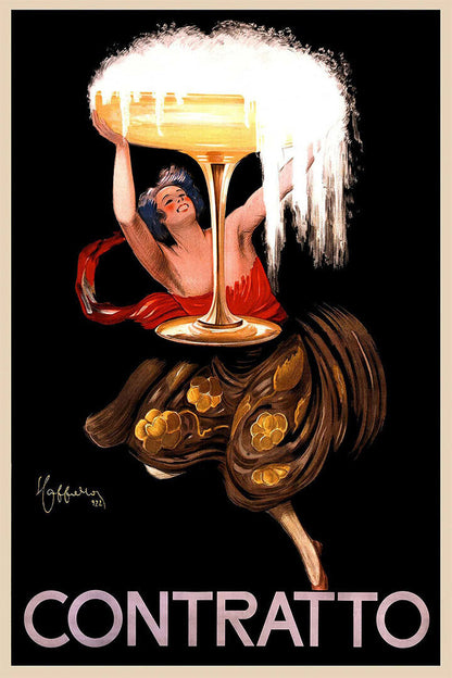 1922 Vintage Champagne Celebration Contratto Poster Wall Art Print Home Wall Decor
