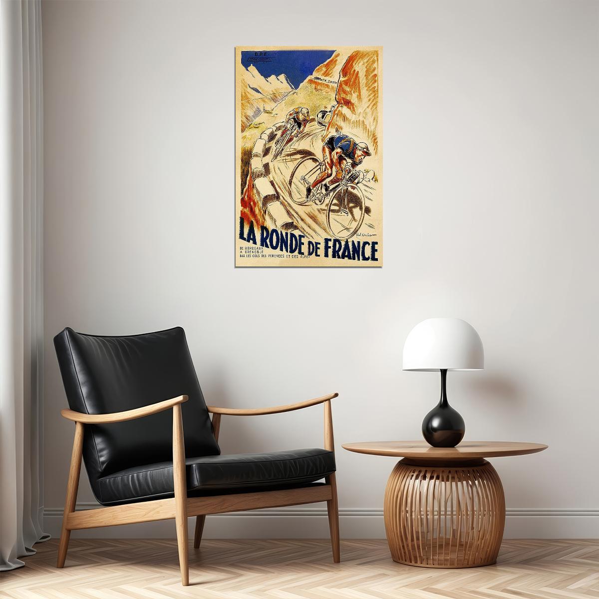 1928 The Ronde Of France Tour Of France Vintage Bicycle Poster Wall Art Print Home Wall Decor