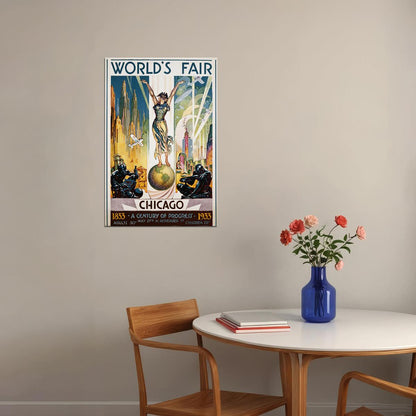 1930s Chicago Worlds Fair Century Of Progress Vintage Poster Wall Art Print Home Wall Decor