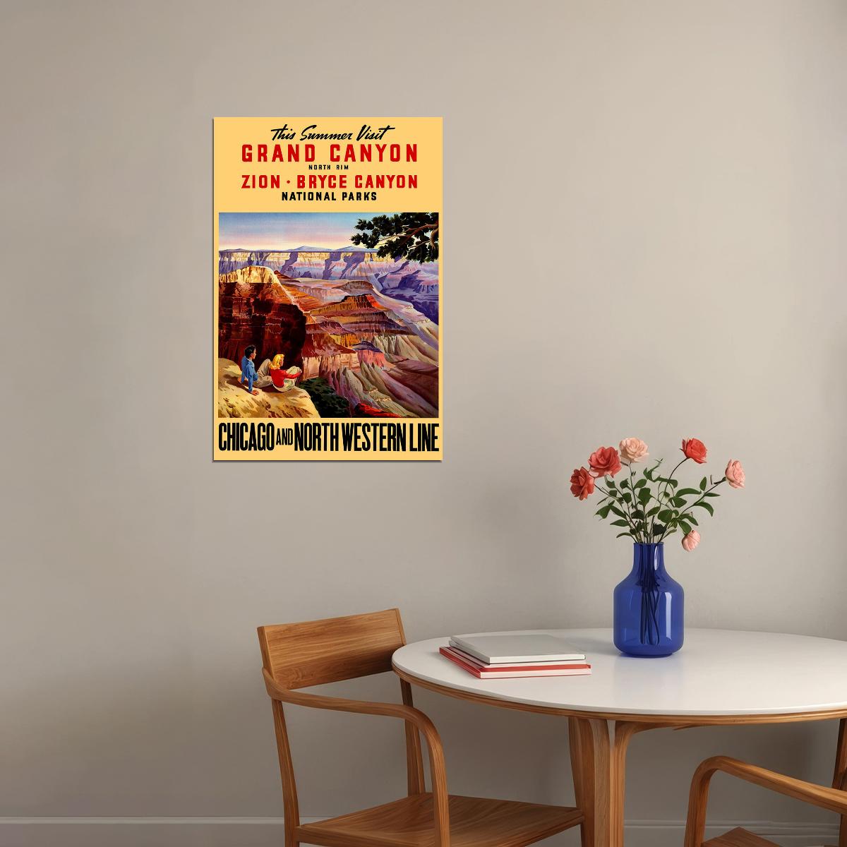 1950s Grand Canyon National Park Zion Bryce Vintage Travel Poster Wall Art Print Home Wall Decor