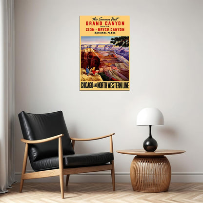 1950s Grand Canyon National Park Zion Bryce Vintage Travel Poster Wall Art Print Home Wall Decor
