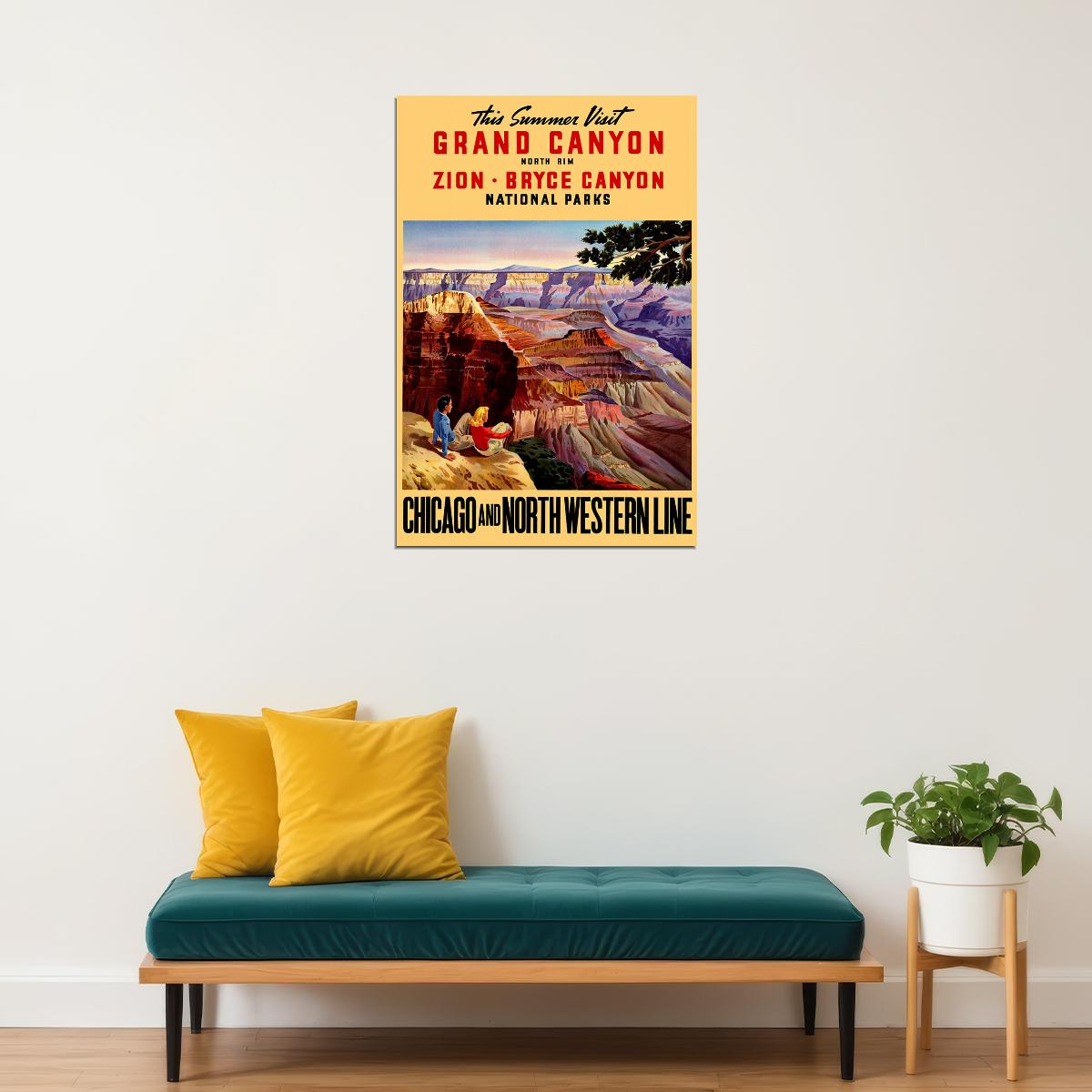 1950s Grand Canyon National Park Zion Bryce Vintage Travel Poster Wall Art Print Home Wall Decor
