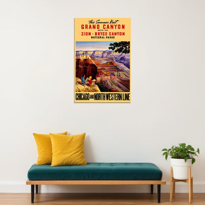 1950s Grand Canyon National Park Zion Bryce Vintage Travel Poster Wall Art Print Home Wall Decor