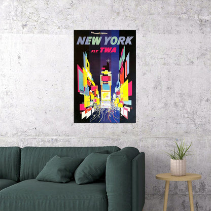 1960s New York City Air Travel Vintage Style Poster Wall Art Print Home Wall Decor
