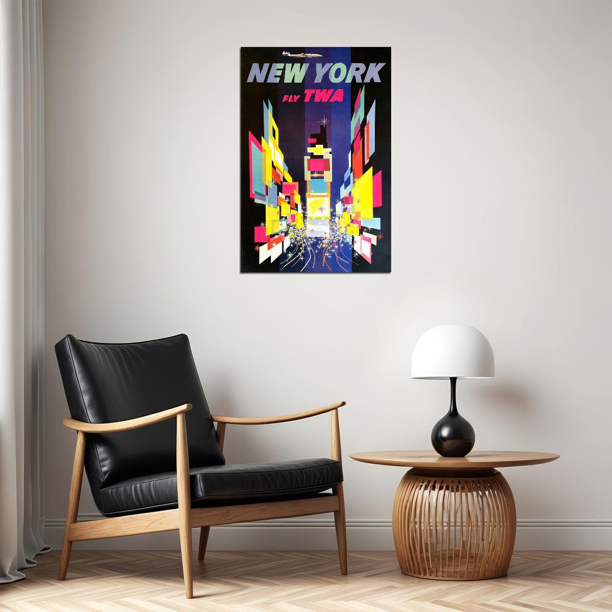 1960s New York City Air Travel Vintage Style Poster Wall Art Print Home Wall Decor