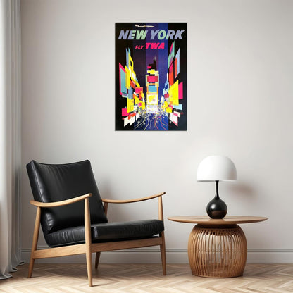 1960s New York City Air Travel Vintage Style Poster Wall Art Print Home Wall Decor