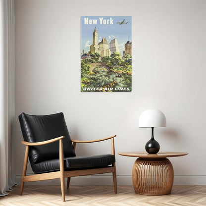 New York Classic 1950s Vintage Style Airline Travel Poster Wall Art Print Home Wall Decor