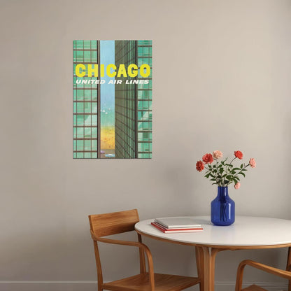 1961 Chicago Lake Michigan Shoreline Vintage Travel Poster Wall Art Print Home Wall Decor
