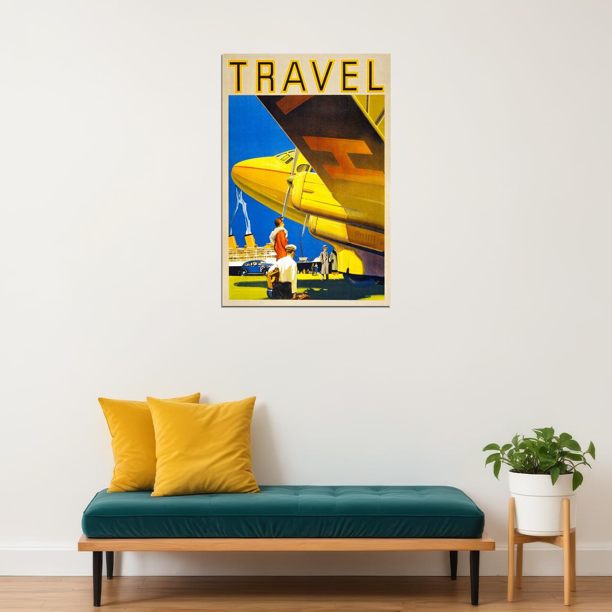 Air Land And Sea 1935 Classic Vintage World Travel Poster Wall Art Print Home Wall Decor
