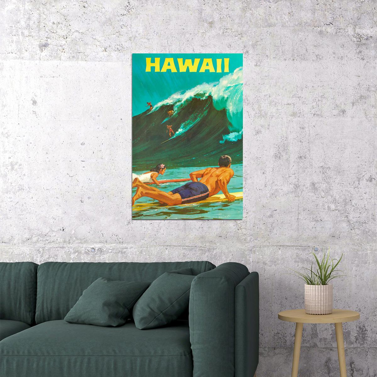Hawaii 1960s Classic Vintage Style Hawaiian Travel Poster Wall Art Print Home Wall Decor