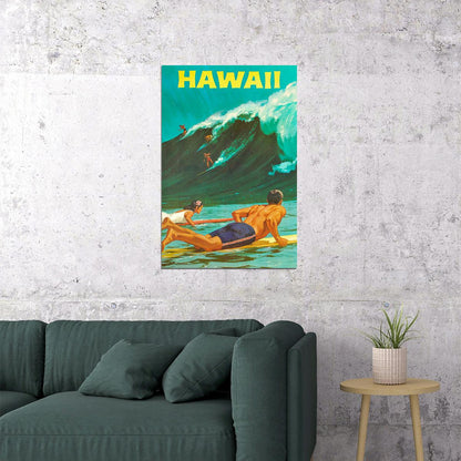 Hawaii 1960s Classic Vintage Style Hawaiian Travel Poster Wall Art Print Home Wall Decor