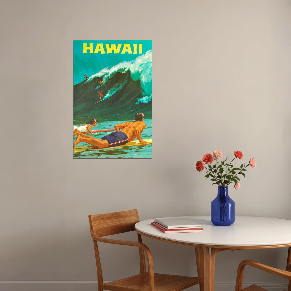 Hawaii 1960s Classic Vintage Style Hawaiian Travel Poster Wall Art Print Home Wall Decor
