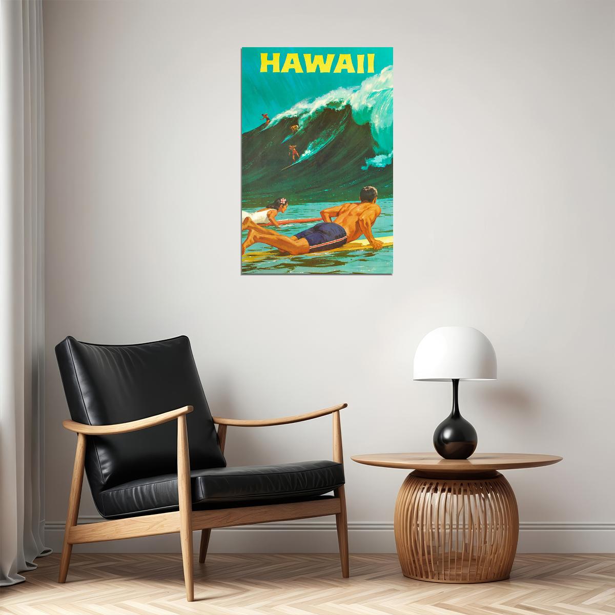 Hawaii 1960s Classic Vintage Style Hawaiian Travel Poster Wall Art Print Home Wall Decor