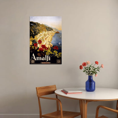 Amalfi Italy 1920s Vintage Style Travel Landscape Poster Wall Art Print Home Wall Decor