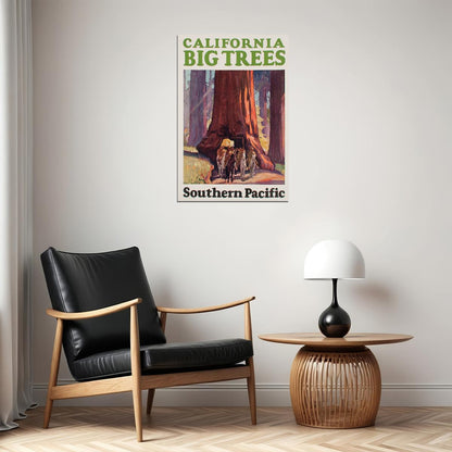1920s California Big Trees Southern Pacific Vintage Travel Poster Wall Art Print Home Wall Decor