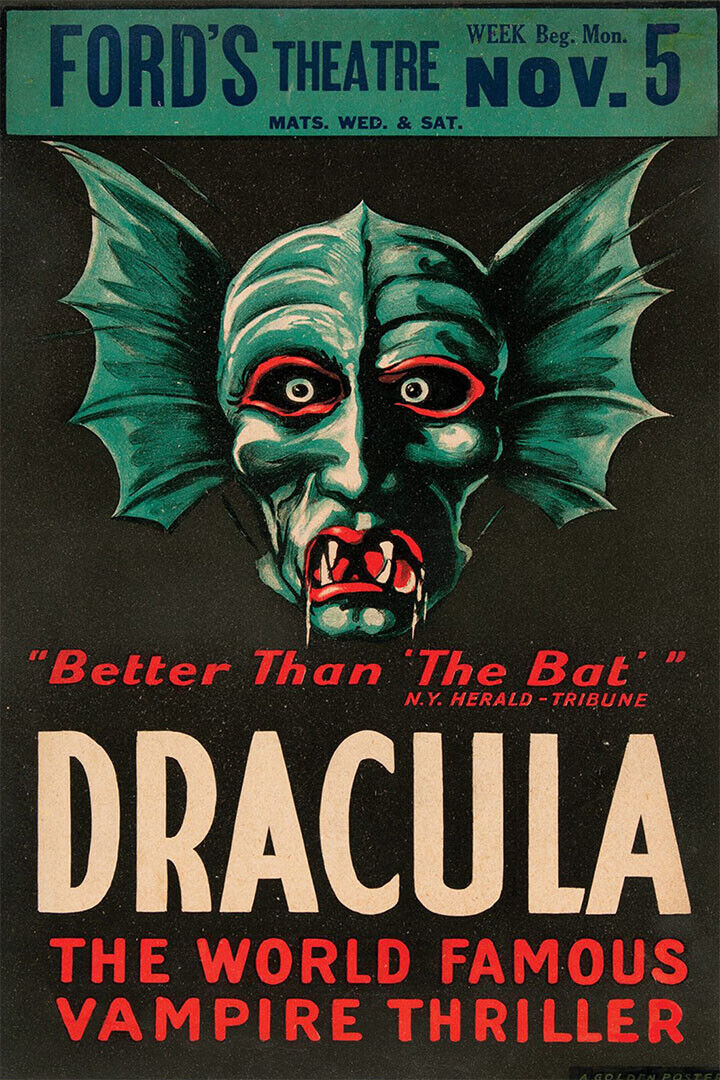 Dracula 1920s Vintage Style Monster Movie Horror Thriller Poster Wall Art Print Home Wall Decor