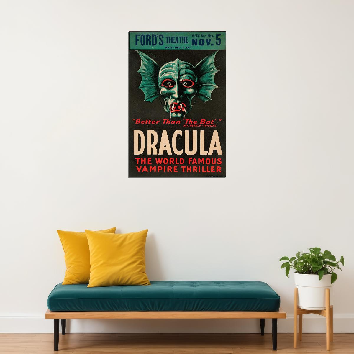 Dracula 1920s Vintage Style Monster Movie Horror Thriller Poster Wall Art Print Home Wall Decor