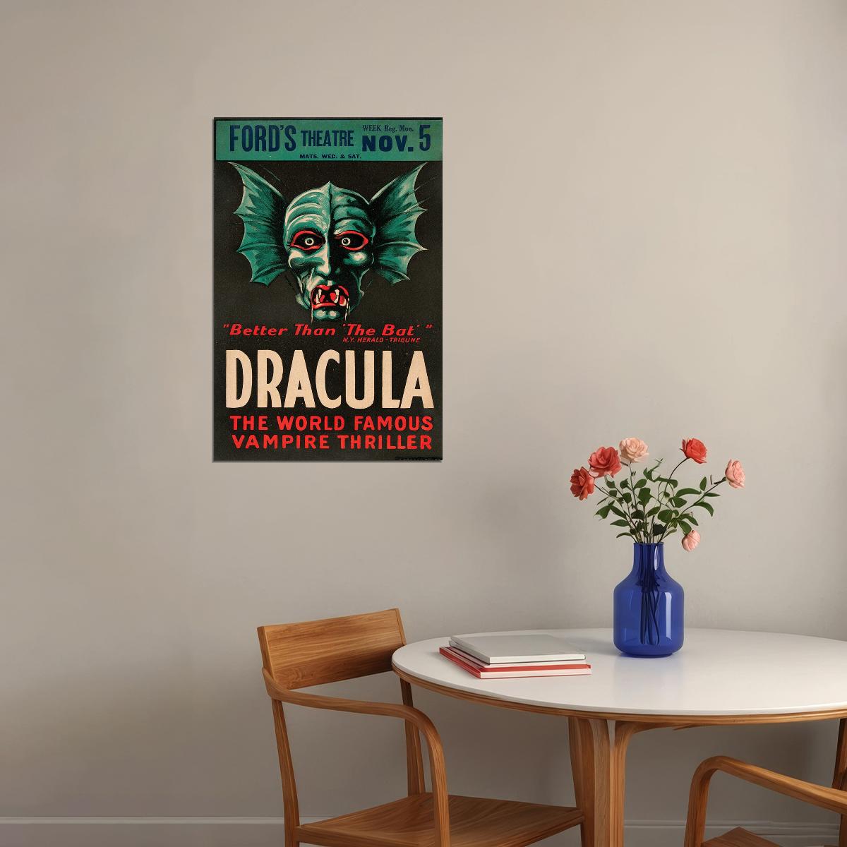 Dracula 1920s Vintage Style Monster Movie Horror Thriller Poster Wall Art Print Home Wall Decor