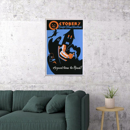 1936 Vintage Style Wpa October A Good Time To Read Poster Wall Art Print Home Wall Decor