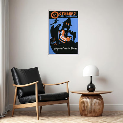 1936 Vintage Style Wpa October A Good Time To Read Poster Wall Art Print Home Wall Decor