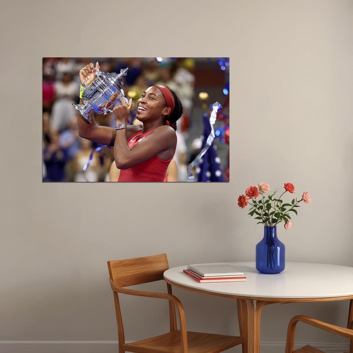 Coco Gauff Us Open Champion American Tennis Player Poster Wall Art Print Home Wall Decor - xonomax