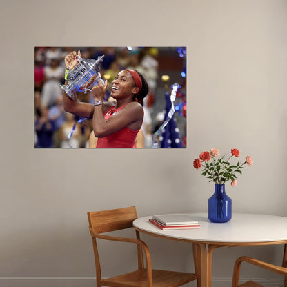 Coco Gauff Us Open Champion American Tennis Player Poster Wall Art Print Home Wall Decor - xonomax