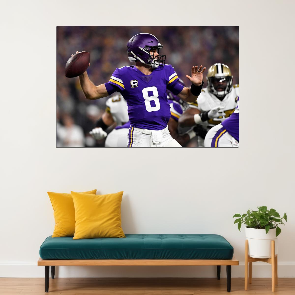 Kirk Cousins Minnesota American Football Team Player Poster Wall Art Print Home Wall Decor - xonomax