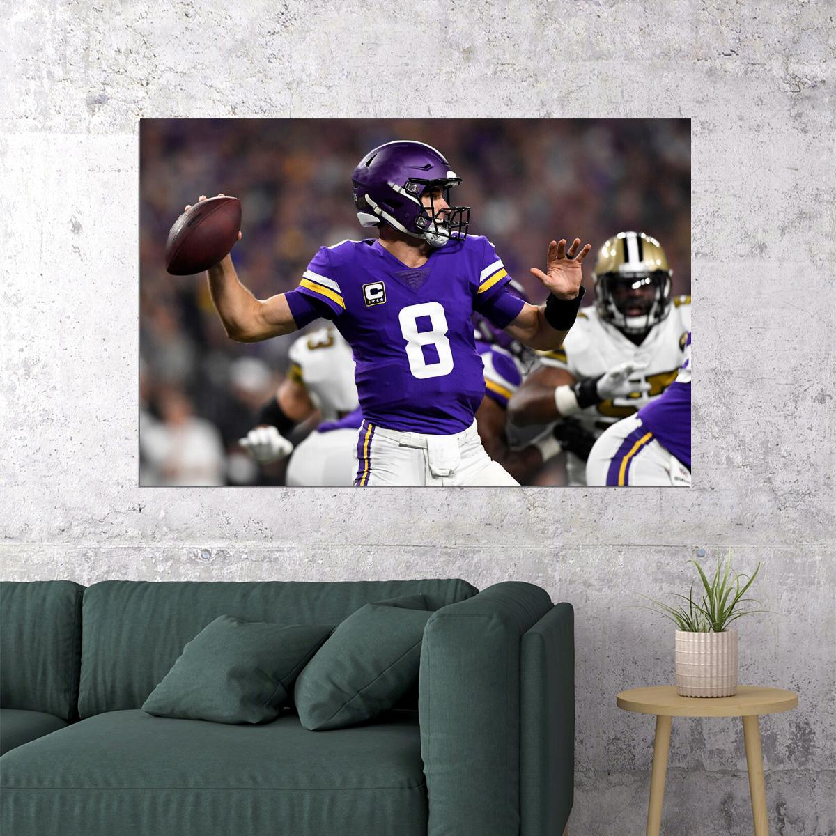 Kirk Cousins Minnesota American Football Team Player Poster Wall Art Print Home Wall Decor - xonomax