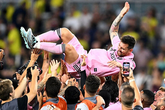 Miami Champions Soccer Final Football Teammates Lifting Messi Poster Wall Art Print Home Wall Decor - xonomax