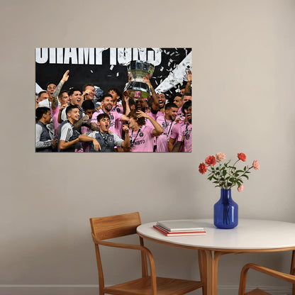 Miami Champions Soccer Final Football Lifting Trophy Messi Poster Wall Art Print Home Wall Decor - xonomax