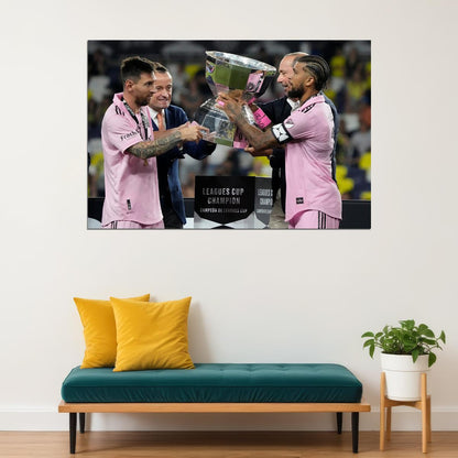 Miami Champions Soccer Final Football Star Trophy Yedlin Messi Poster Wall Art Print Home Wall Decor - xonomax