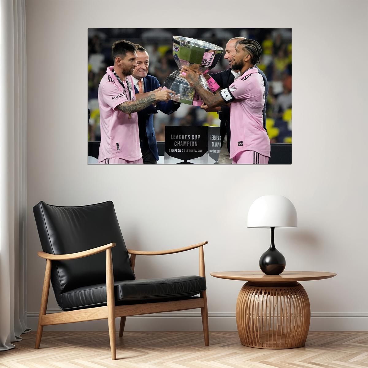 Miami Champions Soccer Final Football Star Trophy Yedlin Messi Poster Wall Art Print Home Wall Decor - xonomax