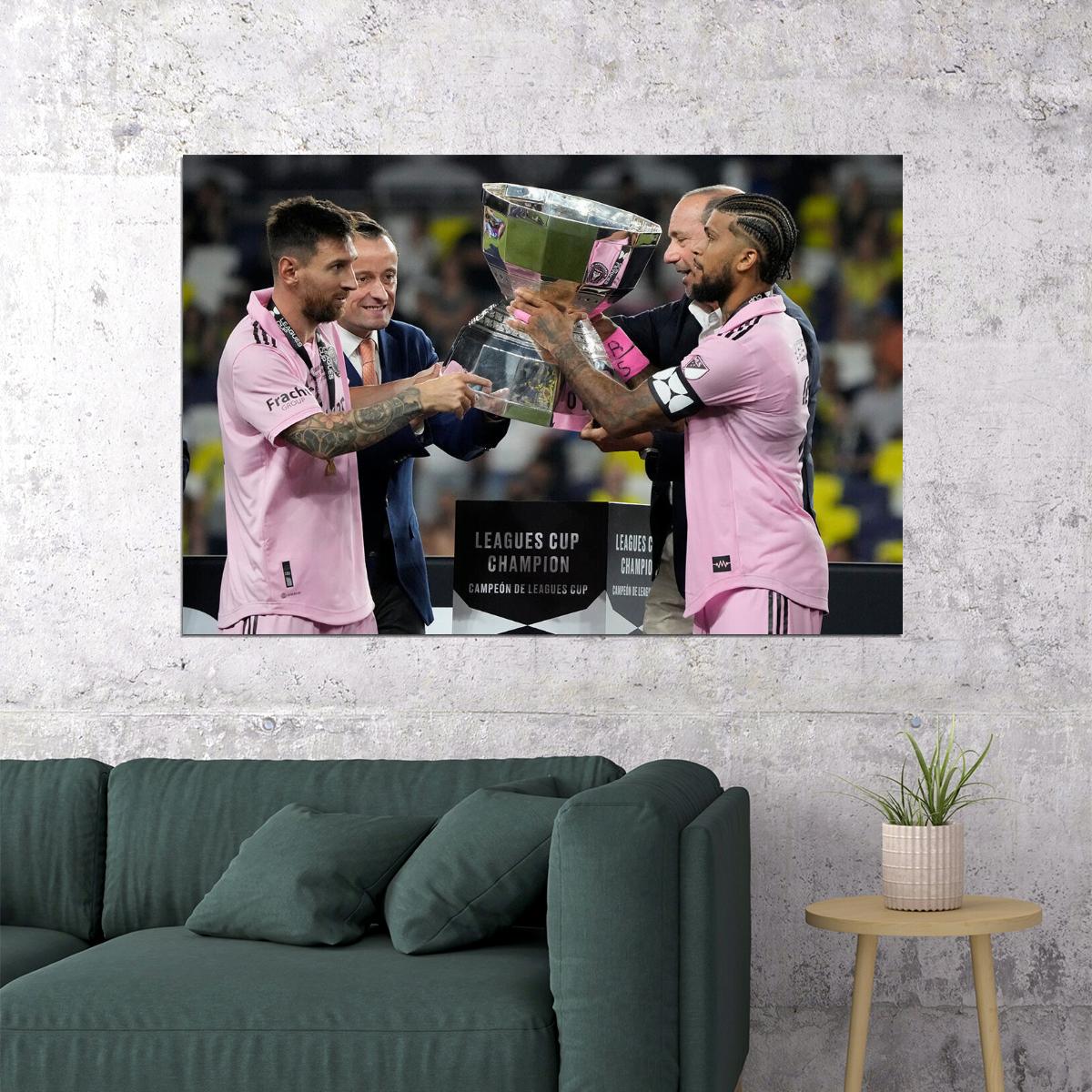 Miami Champions Soccer Final Football Star Trophy Yedlin Messi Poster Wall Art Print Home Wall Decor - xonomax