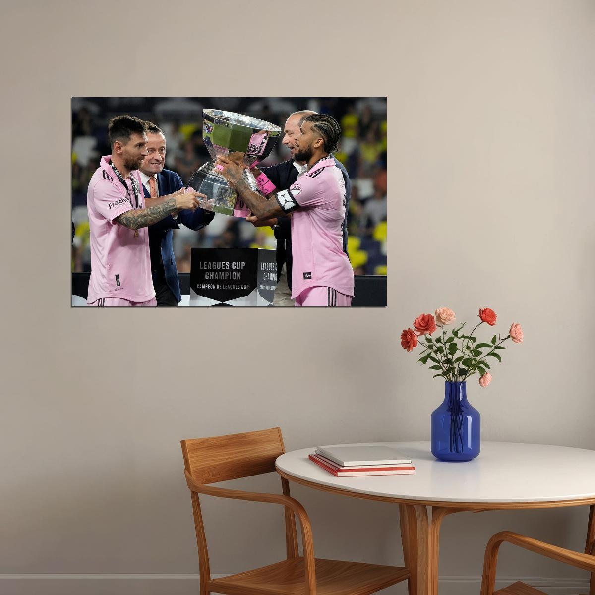 Miami Champions Soccer Final Football Star Trophy Yedlin Messi Poster Wall Art Print Home Wall Decor - xonomax