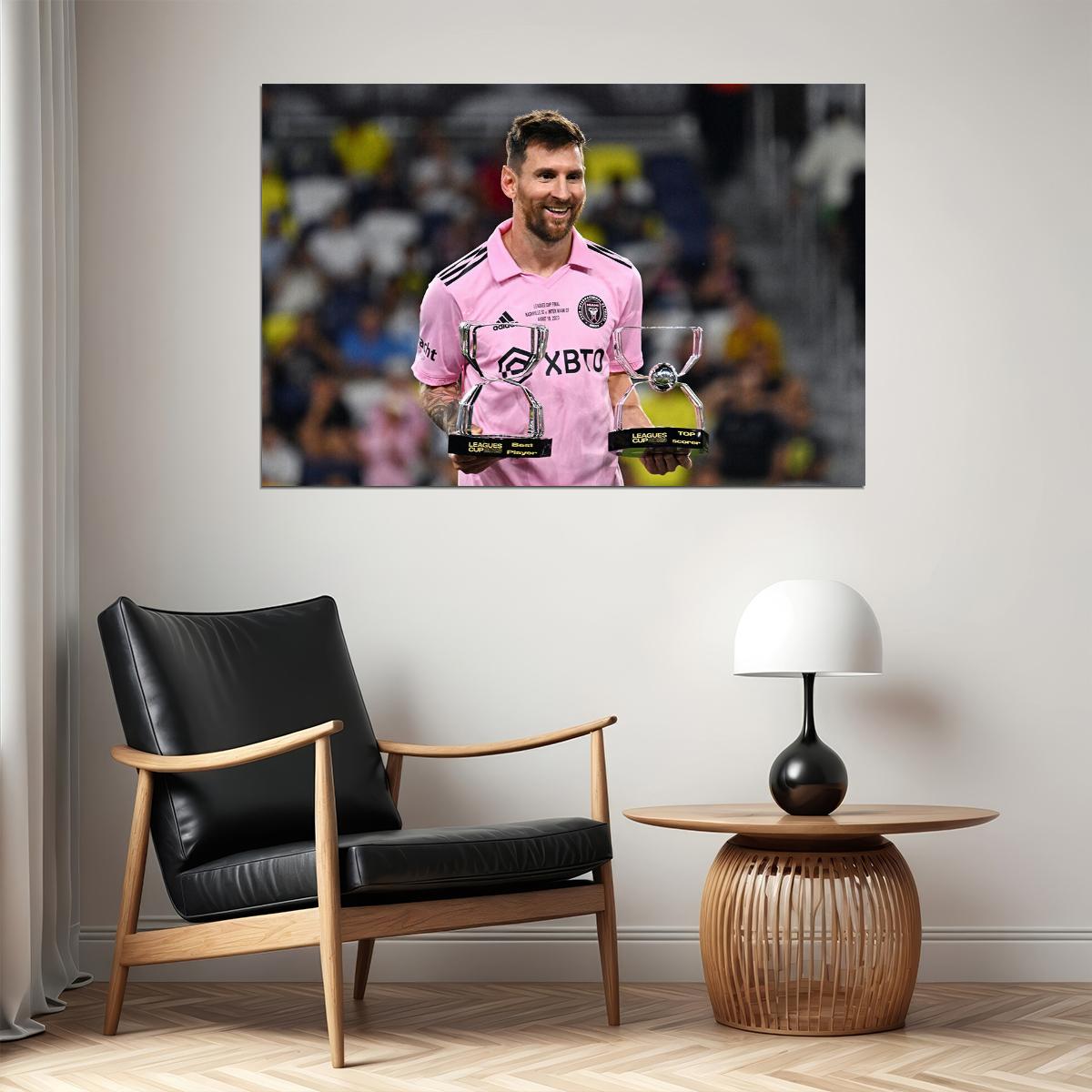 Miami Nashville Final Soccer Game Football Star Trophy Messi Poster Wall Art Print Home Wall Decor - xonomax