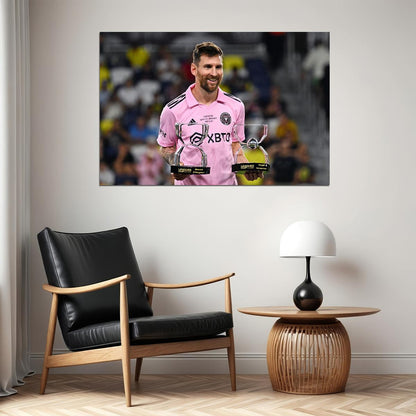 Miami Nashville Final Soccer Game Football Star Trophy Messi Poster Wall Art Print Home Wall Decor - xonomax