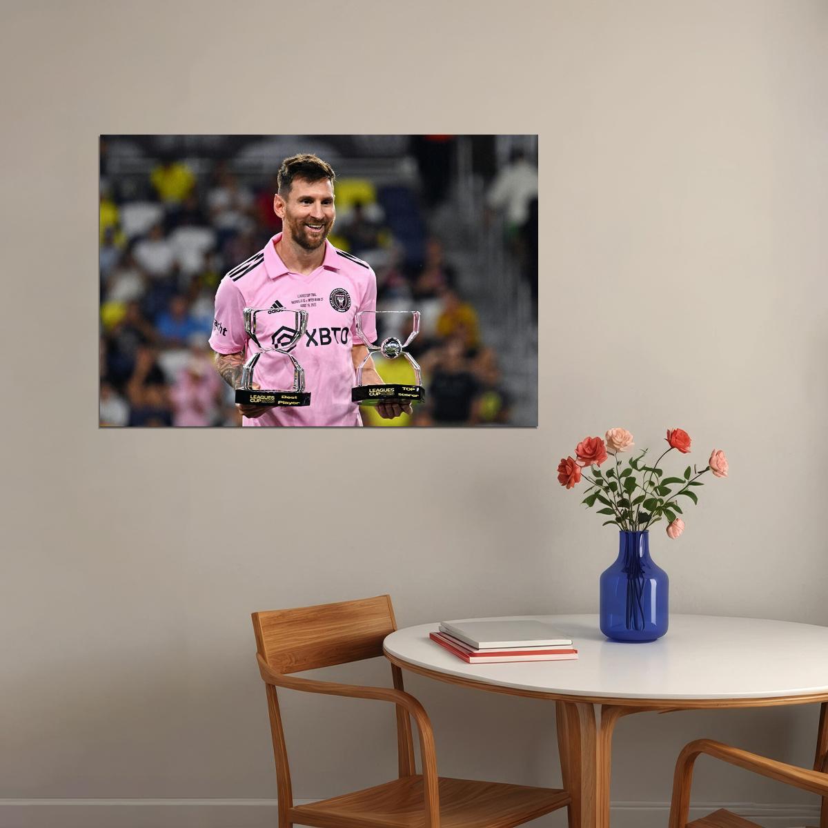 Miami Nashville Final Soccer Game Football Star Trophy Messi Poster Wall Art Print Home Wall Decor - xonomax