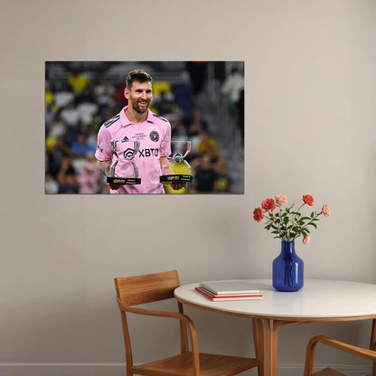 Miami Nashville Final Soccer Game Football Star Trophy Messi Poster Wall Art Print Home Wall Decor - xonomax
