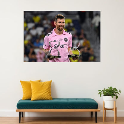 Miami Nashville Final Soccer Game Football Star Trophy Messi Poster Wall Art Print Home Wall Decor - xonomax