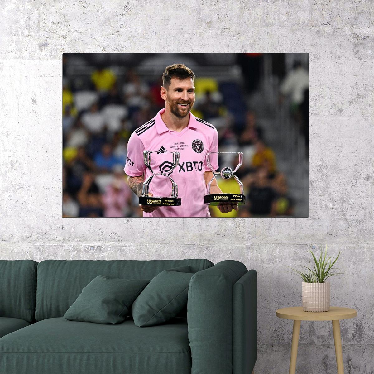 Miami Nashville Final Soccer Game Football Star Trophy Messi Poster Wall Art Print Home Wall Decor - xonomax