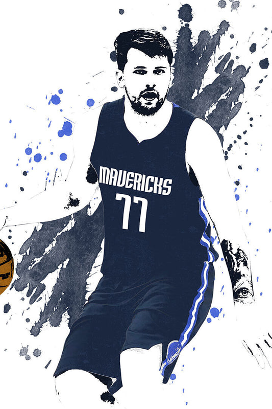 Luka Doncic 77 Dallas Mavericks Team Basketball Player Poster Wall Art Print Home Wall Decor - xonomax