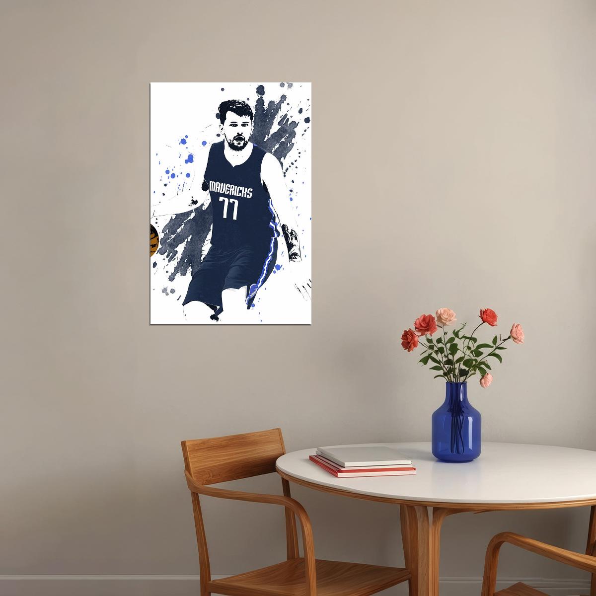 Luka Doncic 77 Dallas Mavericks Team Basketball Player Poster Wall Art Print Home Wall Decor - xonomax