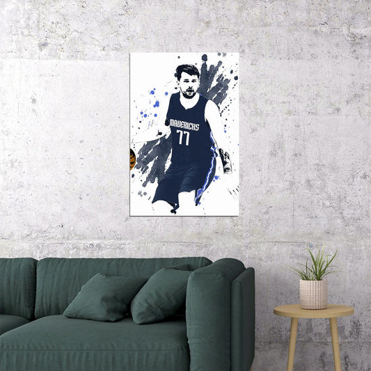 Luka Doncic 77 Dallas Mavericks Team Basketball Player Poster Wall Art Print Home Wall Decor - xonomax