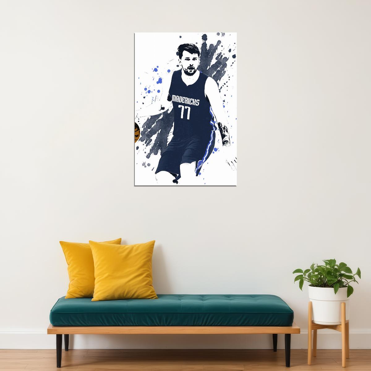 Luka Doncic 77 Dallas Mavericks Team Basketball Player Poster Wall Art Print Home Wall Decor - xonomax