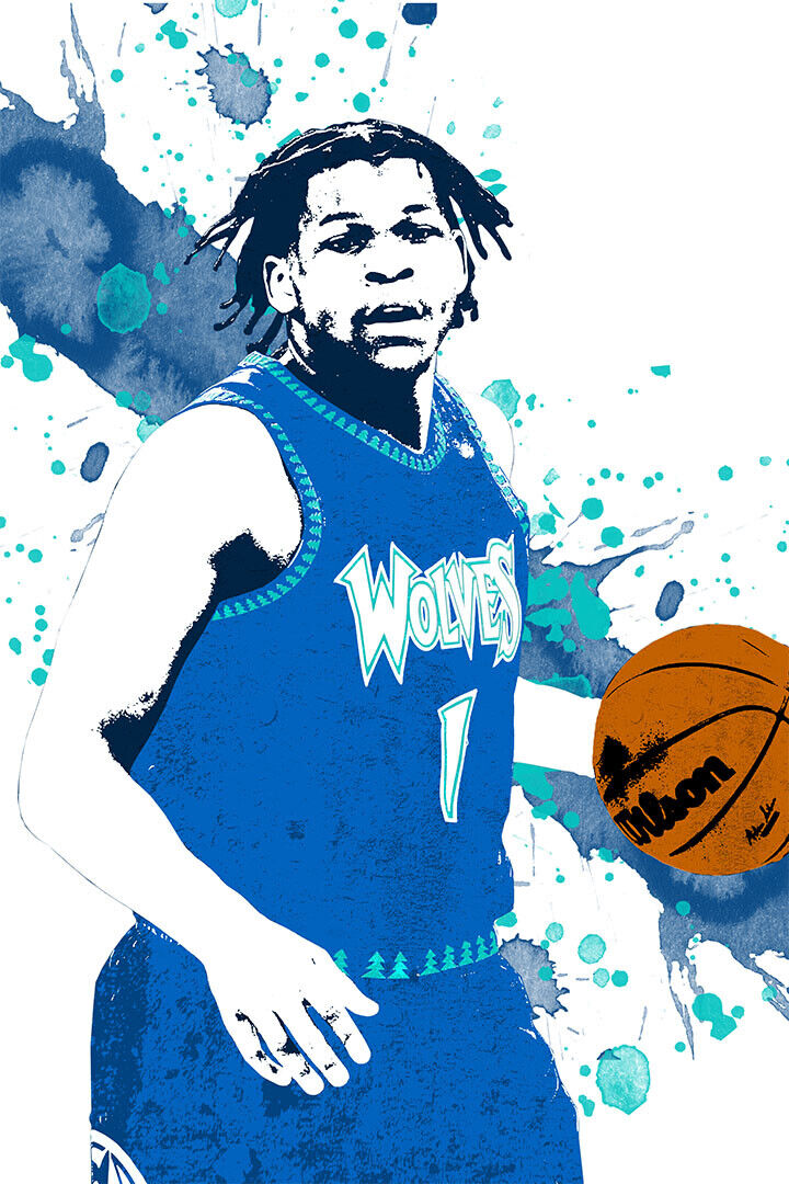 Anthony Edwards Minnesota Timber Wolves Basketball Player Poster Wall Art Print Home Wall Decor - xonomax