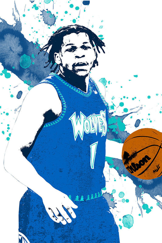 Anthony Edwards Minnesota Timber Wolves Basketball Player Poster Wall Art Print Home Wall Decor - xonomax