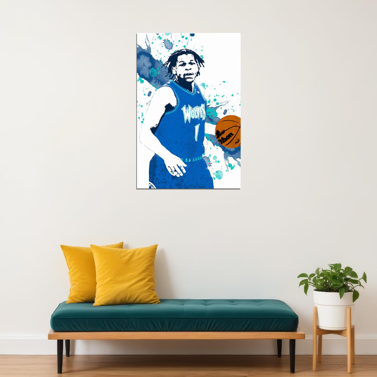 Anthony Edwards Minnesota Timber Wolves Basketball Player Poster Wall Art Print Home Wall Decor - xonomax