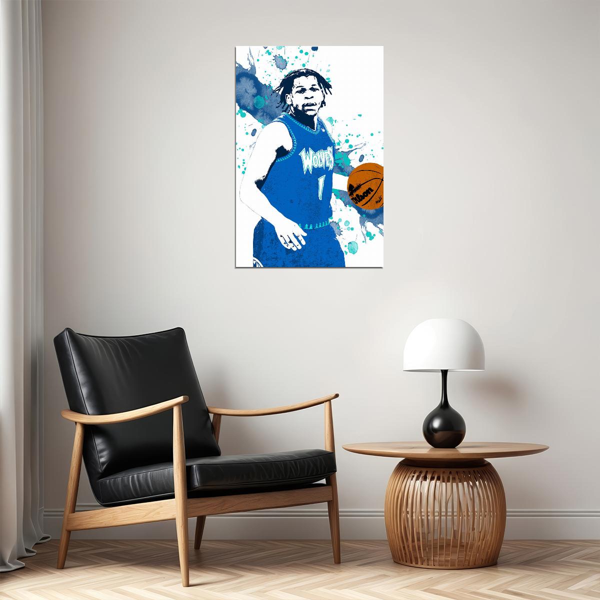 Anthony Edwards Minnesota Timber Wolves Basketball Player Poster Wall Art Print Home Wall Decor - xonomax