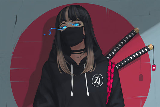 Kuineda Animation Anime Girl Mask Glowing Eyes Poster Wall Art Print Home Wall Decor - xonomax